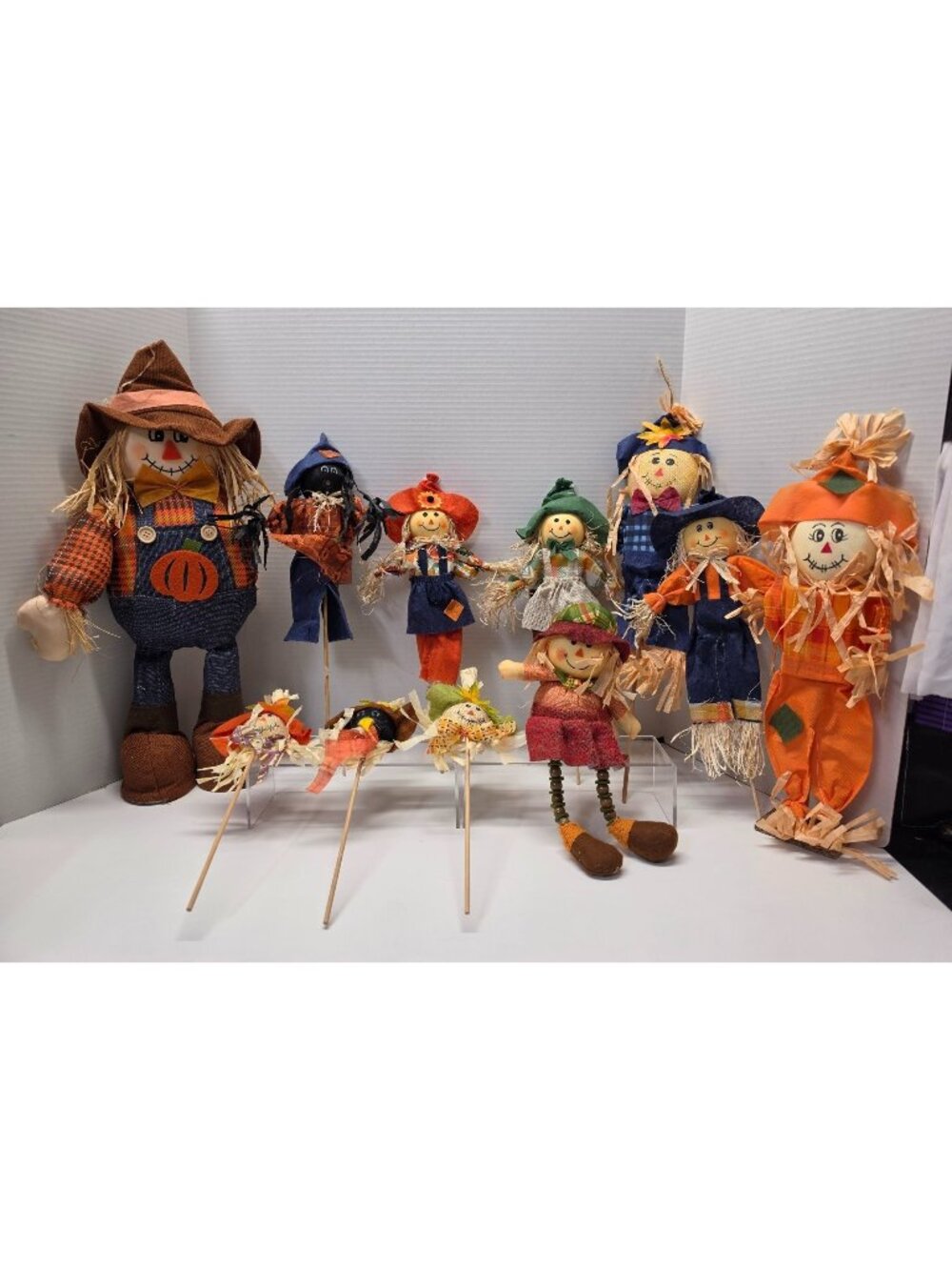 Lot of 11 Fall Scarecrow Decorations Harvest Autumn Primitive Rustic Decor